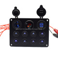 Blue LED 8 Gang Toggle Switch Panel